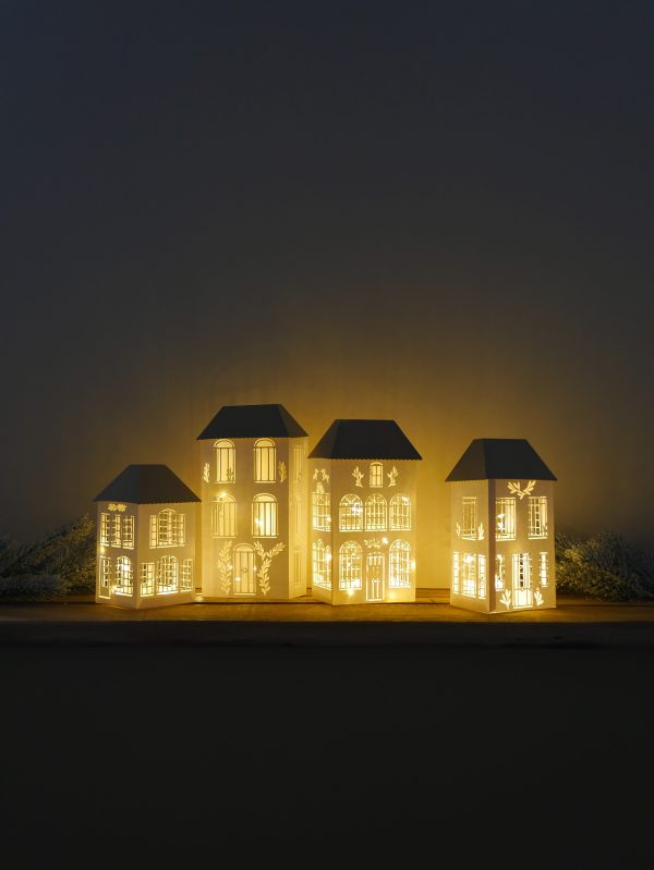 Lot de 4 petites maisons décoration
