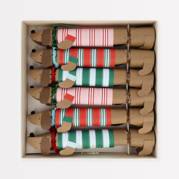 Festive Stripe Sausage Dog No-Snap Crackers