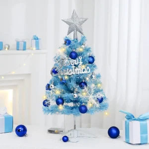 sapin de Noël avec lumières Bleu
